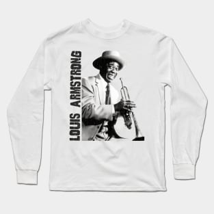 Louis Armstrong Retro White Long Sleeve T-Shirt